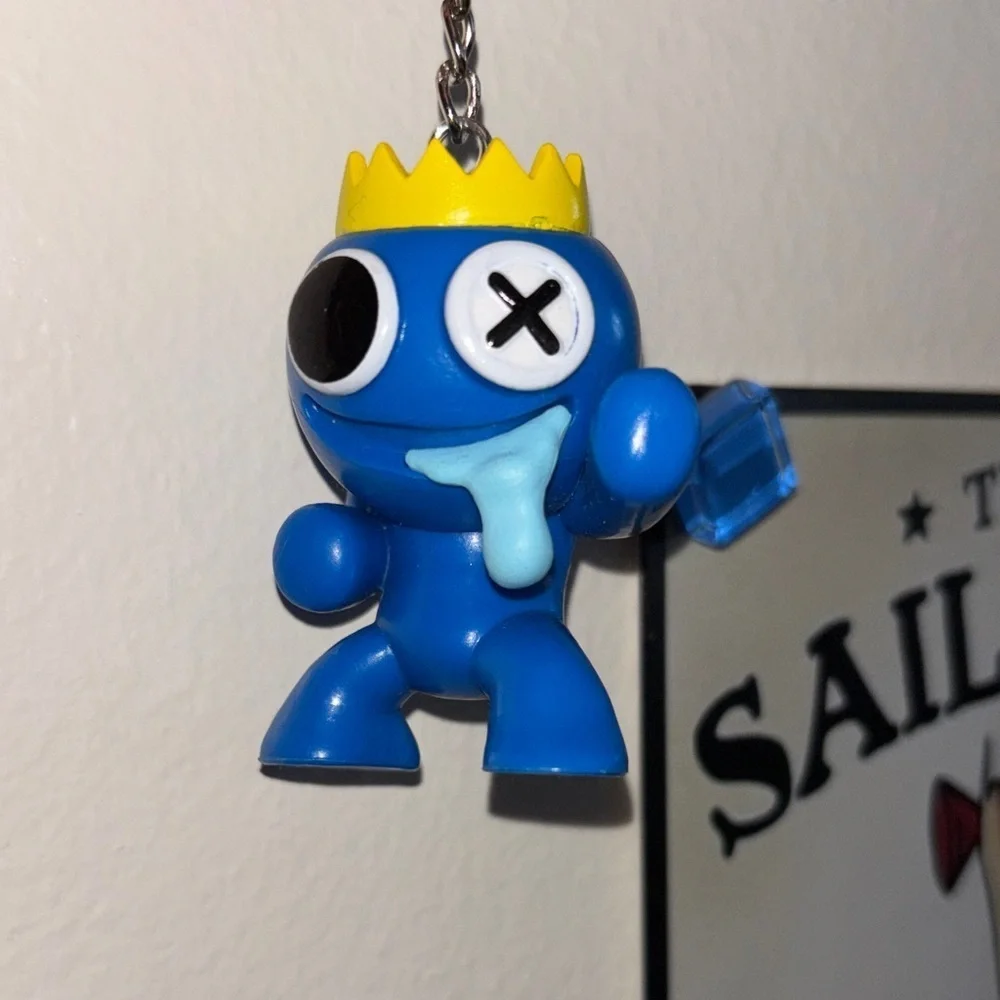 Rainbow friends keychain purse charm blue monster figurine accessory